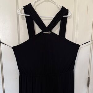 Black Sleeveless Cross-Front Dress